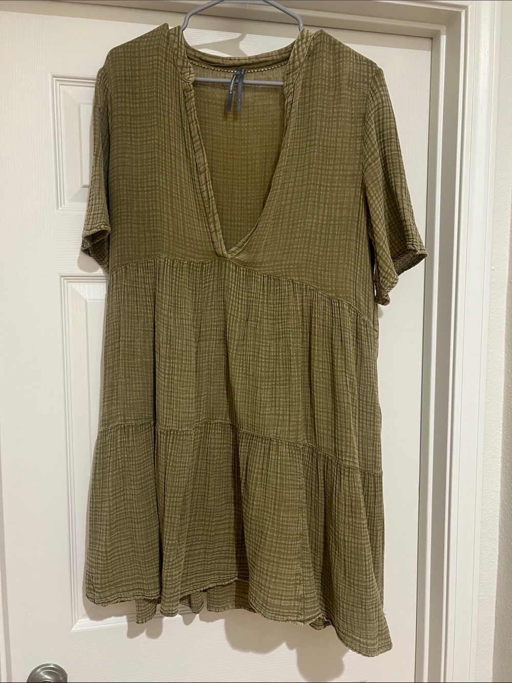 Anthropologie Olive V-Neck Tiered Dress